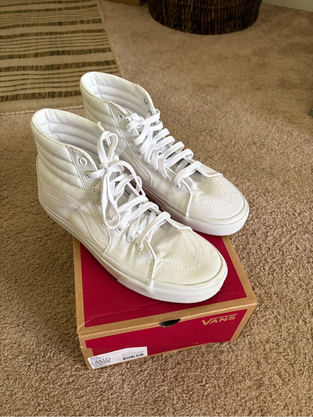 Vans All White High Top Skate Sneakers